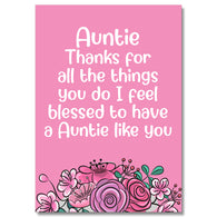 Auntie Thanks For All The Things You Do Card